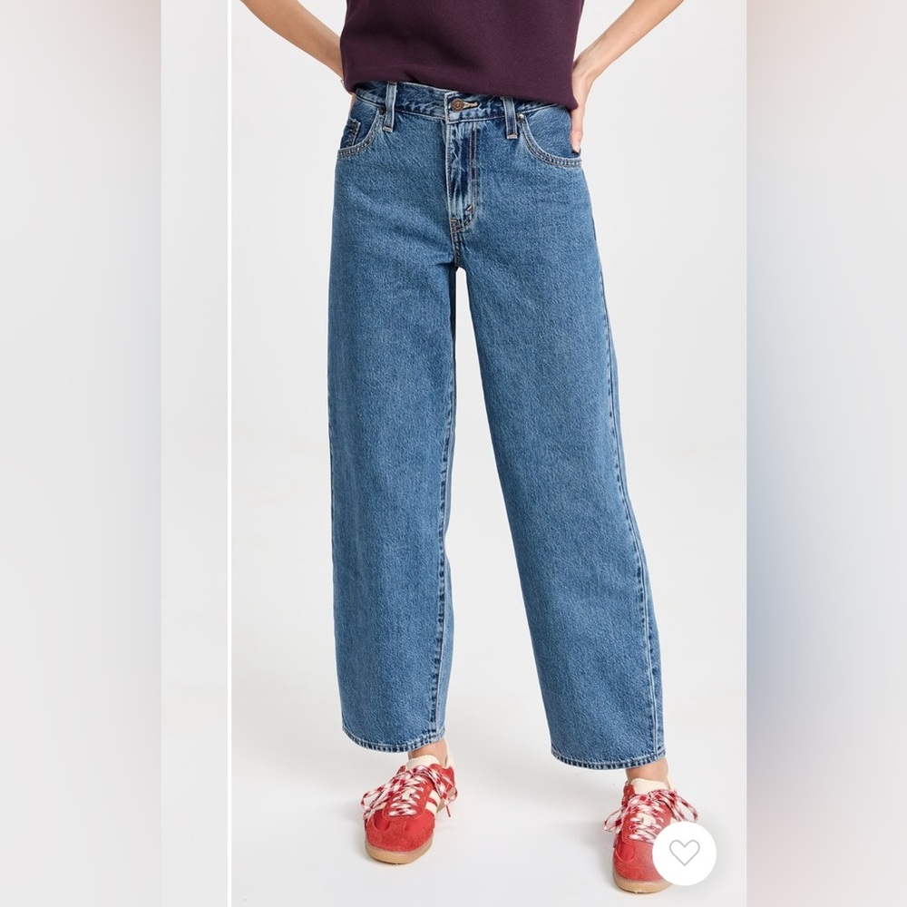Levi's Women Baggy Dad Straight Leg Mid Rise Zip Fly Jeans  Blue 29/32